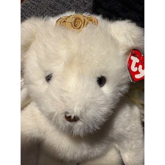 Ty Classic Angel Bear Plush 2001 With Gold Wings & Halo - Picture 6 of 8